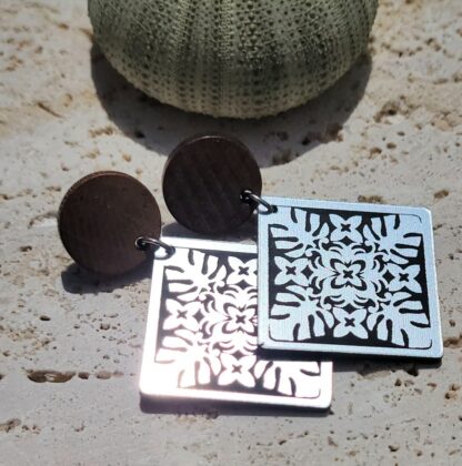 Signature Range - Monstera Diamond Wood Studs